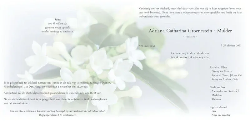 20211028 Overlijdensbericht mevr Groenestein