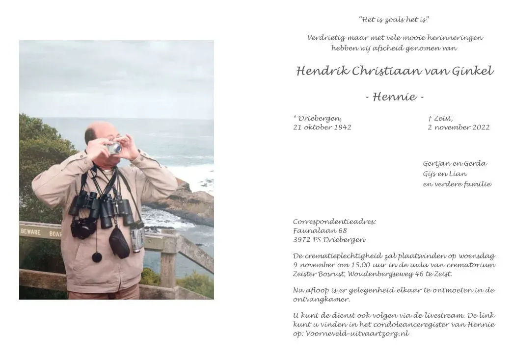 Overlijdensbericht 1 20221102 Overlijdenskaart Hennie van Ginkel Daltosite