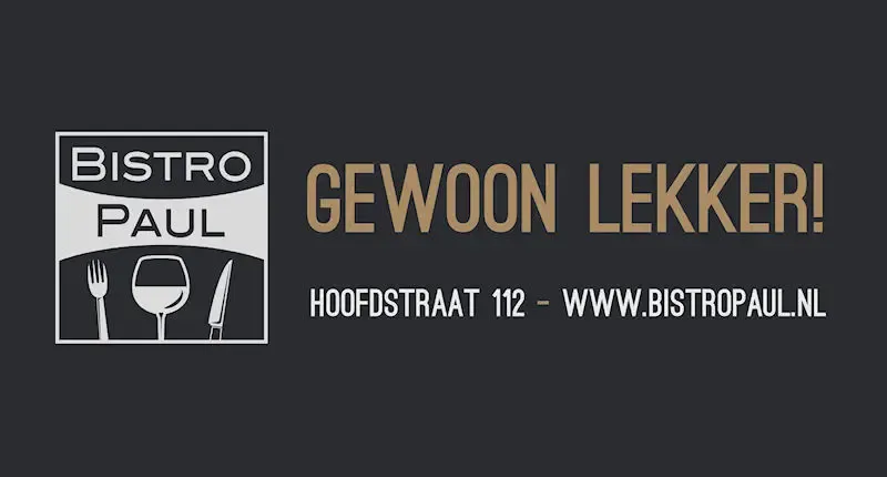 Twee nieuwe sponsoren tijdens een etentje in een bekende Bistro 1 Banner Bistro Paul Daltosite Uitgelicht - Dalto/Klaverblad Verzekeringen - Korfbal - Driebergen