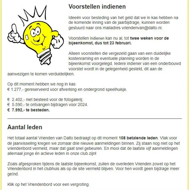 Nieuwsbrief Vrienden van Dalto 002 - Dalto/Klaverblad Verzekeringen - Korfbal - Driebergen