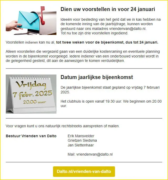 20250109 Nieuwsbrief22 Oproep indienen voorstellen - Dalto/Klaverblad Verzekeringen - Korfbal - Driebergen